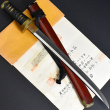 Load image into Gallery viewer, Authentic JAPANESE SAMURAI KATANA SWORD WAKIZASHI TOSHINAGA 壽長 signed w/NBTHK KICHO PAPER w/KOSHIRAE ANTIQUE