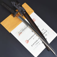 Load image into Gallery viewer, Authentic JAPANESE SAMURAI KATANA SWORD WAKIZASHI TANEMITSU 胤光 w/NBTHK KICHO PAPER w/KOSHIRAE ANTIQUE