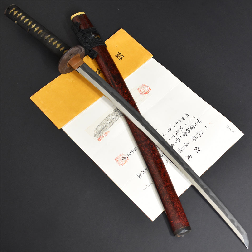 Authentic JAPANESE SAMURAI KATANA SWORD WAKIZASHI SUE UDA 末宇多 w/NBTHK KICHO PAPER w/KOSHIRAE ANTIQUE