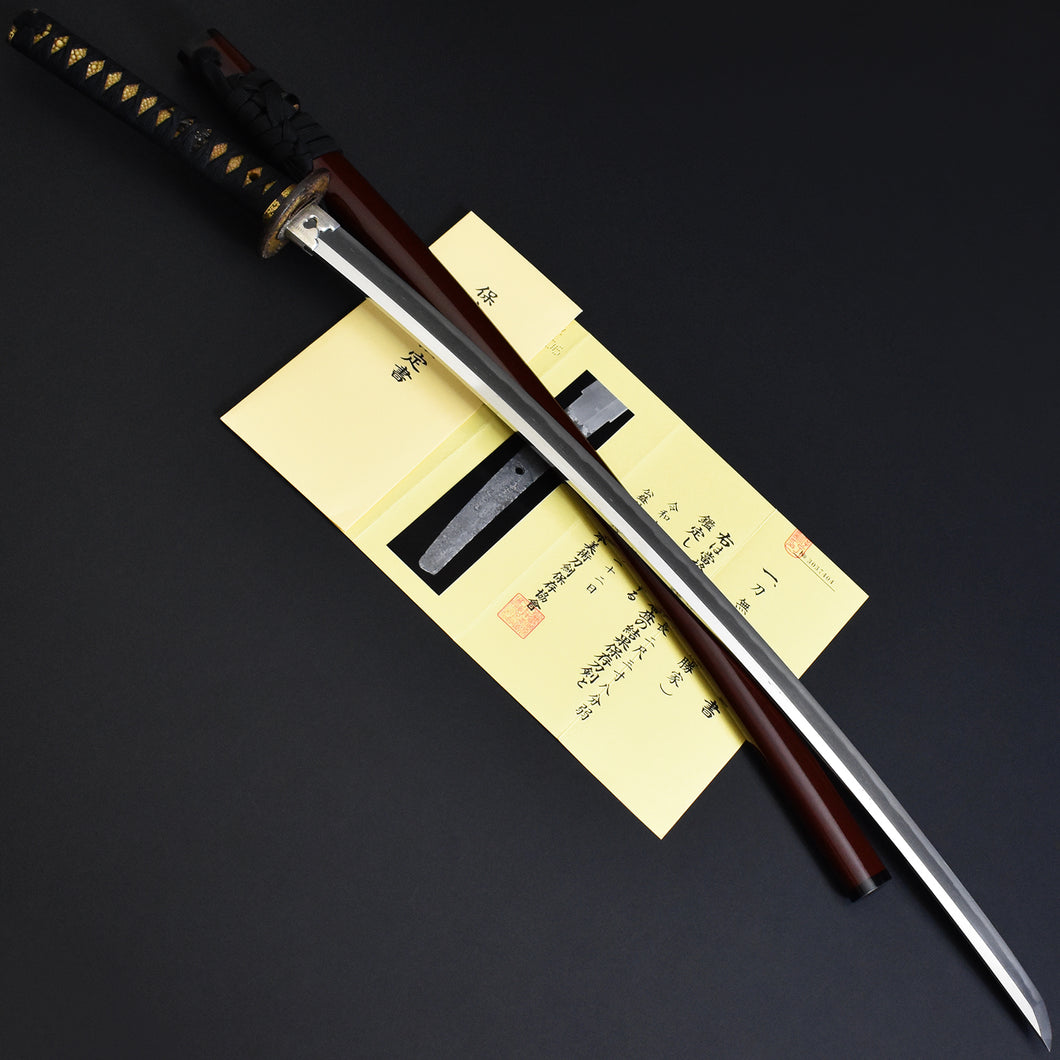 Authentic NIHONTO JAPANESE SAMURAI LONG SWORD KATANA KATSUIE 勝家 w/NBTHK HOZON PAPER w/KOSHIRAE ANTIQUE 72.1cm