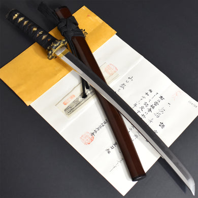 Authentic JAPANESE SAMURAI KATANA SWORD WAKIZASHI NOBUTAKA 信高 w/NBTHK KICHO PAPER w/KOSHIRAE ANTIQUE