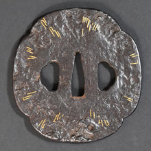 Load image into Gallery viewer, Authentic Japanese TSUBA AIZU SHOAMI 会津正阿弥 signed 日足象嵌鐔 w/NBTHK TOKUBETSU KICHO PAPER ANTIQUE