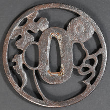 Load image into Gallery viewer, Authentic Japanese TSUBA HAGI TSUBA 萩鐔 MUM FLOWER AND WATER 菊水透鐔 w/NBTHK TOKUBETSU KICHO PAPER ANTIQUEIQUE