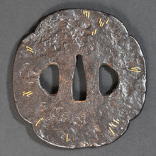 Load image into Gallery viewer, Authentic Japanese TSUBA AIZU SHOAMI 会津正阿弥 signed 日足象嵌鐔 w/NBTHK TOKUBETSU KICHO PAPER ANTIQUE