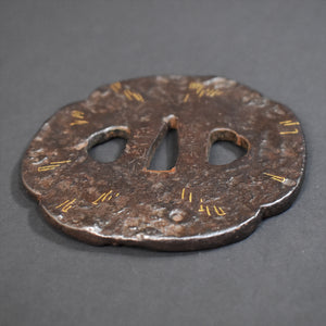 Authentic Japanese TSUBA AIZU SHOAMI 会津正阿弥 signed 日足象嵌鐔 w/NBTHK TOKUBETSU KICHO PAPER ANTIQUE