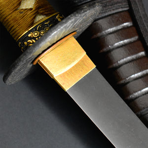 Authentic JAPANESE SAMURAI KATANA SWORD WAKIZASHI GISUKE 義助 w/NBTHK HOZON PAPER w/KOSHIRAE and SHIRASAYA ANTIQUE HITATSURA HAMON 皆焼