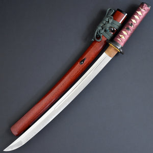 Authentic NIHONTO JAPANESE SAMURAI SWORD WAKIZASHI KANETOYO 兼豊 signed w/NTHK CERTIFICATE w/KOSHIRAE and SHIRASAYA ANTIQUE