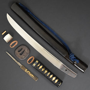 Authentic JAPANESE SAMURAI KATANA SWORD WAKIZASHI SUE NAMINOHIRA 末波平 w/NBTHK KICHO PAPER w/KOSHIRAE ANTIQUE