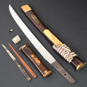 Authentic JAPANESE SAMURAI KATANA SWORD WAKIZASHI HIROMITSU 弘光 signed w/NBTHK HOZON PAPER ANTIQUE