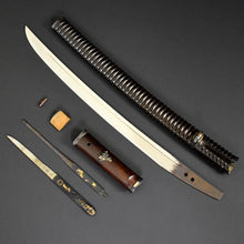 Load image into Gallery viewer, Authentic JAPANESE SAMURAI KATANA SWORD WAKIZASHI KUNIMUNE 国宗 w/NBTHK HOZON PAPER w/KOSHIRAE ANTIQUE