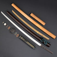 Load image into Gallery viewer, Authentic NIHONTO JAPANESE SAMURAI LONG SWORD KATANA KANETSUNE 兼常 w/NBTHK KICHO PAPER w/KOSHIRAE and SHIRASAYA ANTIQUE 72.4cm