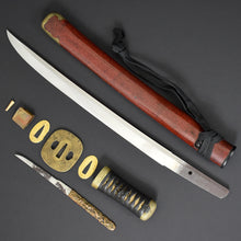Load image into Gallery viewer, Authentic JAPANESE SAMURAI KATANA SWORD WAKIZASHI TOSHINAGA 壽長 signed w/NBTHK KICHO PAPER w/KOSHIRAE ANTIQUE