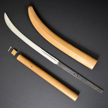 Load image into Gallery viewer, Authentic JAPANESE SAMURAI KATANA SWORD NAGINATA KUNITSUGU 國次 signed w/NTHK CERTIFICATE ANTIQUE DOUBLE EDGED BLADE