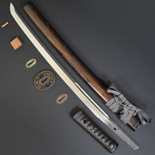Load image into Gallery viewer, Authentic JAPANESE SAMURAI KATANA SWORD WAKIZASHI TANEMITSU 胤光 w/NBTHK KICHO PAPER w/KOSHIRAE ANTIQUE