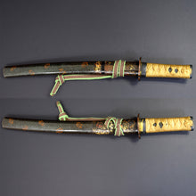 Load image into Gallery viewer, ANTIQUE NIHONTO JAPANESE SAMURAI KATANA SWORD TANTO SUKESADA 祐定 signed w/KOSHIRAE and SHIRASAYA