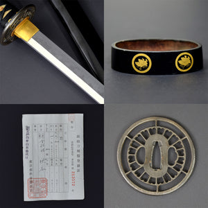 Authentic NIHONTO JAPANESE SAMURAI LONG SWORD KATANA AKIHIRO 秋広 signed w/NTHK CERTIFICATE w/KOSHIRAE HITATSURA BLADE ANTIQUE